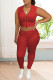 Red Casual Solid Patchwork Zipper Sleeveless Two Pieces