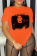 Orange Street Vintage Print Patchwork O Neck T-Shirts