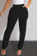 Black Casual Solid Patchwork Straight High Waist Solid Color Bottoms