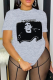 Grey Street Vintage Print Patchwork O Neck T-Shirts