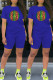 Royal Blue Casual Figure Patchwork O Neck Short Sleeve Two Pieces