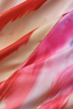 Pink Casual Print Basic O Neck Short Sleeve Two Pieces