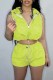 Yellow Casual Solid Basic Hooded Collar Sleeveless Two Pieces