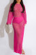 Rose Red Sexy Solid Tassel Hollowed Out Patchwork Slit Swimwears Cover Up
