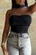 Black Sexy Street Solid Patchwork Halter Tops