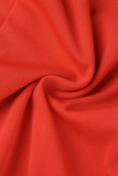 Red Sexy Solid Patchwork U Neck Loose Jumpsuits