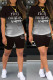 Black Casual Gradual Change Letter Print Basic O Neck Short Sleeve Two Pieces