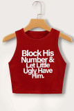 Red Casual Print Patchwork O Neck Tops