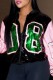 Black Casual Patchwork Sequins Zipper Collar Outerwear