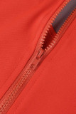Red Sexy Solid Patchwork U Neck Loose Jumpsuits