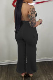 White Sexy Casual Solid Backless Halter Regular Jumpsuits