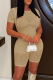 Brown Sexy Solid Hollowed Out O Neck Skinny Rompers
