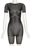 White Sexy Solid Hollowed Out O Neck Skinny Rompers