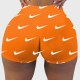 Orange Casual Print Mid Waist Pencil Bottoms