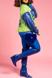 Red Casual Patchwork Sequins Zipper Collar Outerwear