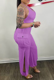 White Sexy Casual Solid Backless Halter Regular Jumpsuits