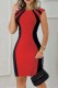 Red Casual Print Patchwork Contrast O Neck Sleeveless Dress Dresses