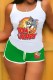 Green Casual Character Print Letter U Neck Sleeveless Two Pieces
