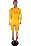 Yellow Casual Print Letter Hooded Collar Long Sleeve Two Pieces