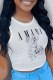 White Street Print Letter O Neck Tops