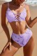 Purple Sexy Print Tie Dye Frenulum Backless Swimwears (With Paddings)