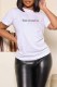 White Casual Print Letter O Neck T-Shirts