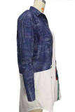 White Work Daily Print Patchwork Turndown Collar A Line Dresses