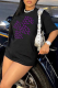 Black Street Vintage Print Patchwork O Neck T-Shirts
