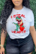 White Casual Print Patchwork O Neck T-Shirts