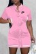 Pink Casual Print Letter Mandarin Collar One Step Skirt Dresses