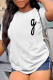 White Casual Street Print Patchwork O Neck T-Shirts