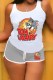 Grey Casual Character Print Letter U Neck Sleeveless Two Pieces