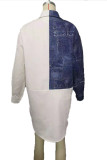 White Work Daily Print Patchwork Turndown Collar A Line Dresses