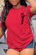 Red Casual Street Print Patchwork O Neck T-Shirts