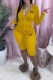 Yellow Casual Print Letter Hooded Collar Long Sleeve Two Pieces