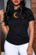 Black Casual Street Print Patchwork O Neck T-Shirts