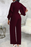Royal Blue Casual Solid Patchwork O Neck Straight Jumpsuits