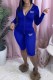 Blue Casual Print Letter Hooded Collar Long Sleeve Two Pieces