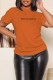 Orange Casual Print Letter O Neck T-Shirts
