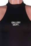 Red Street Print Tassel Letter O Neck Sleeveless Two Pieces