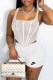 White Street Print See-through U Neck Sleeveless Two Pieces