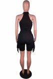 Red Street Print Tassel Letter O Neck Sleeveless Two Pieces
