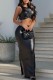 Black Sexy Casual Solid Basic O Neck Sleeveless Two Pieces