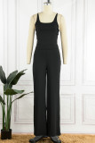 Blue Casual Solid Backless Spaghetti Strap Sleeveless Two Pieces