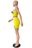 Light Blue Sexy Casual Print Backless Spaghetti Strap Sleeveless Two Pieces