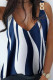 Blue Casual Street Print Patchwork Metal Accessories Decoration V Neck Tops