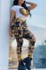 Yellow Casual Print Letter O Neck Short Sleeve Two Pieces