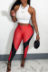 Red Sexy Print Letter U Neck Sleeveless Two Pieces