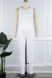 Pink Casual Solid Basic O Neck Sleeveless Two Pieces
