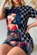 Black Casual Print Letter O Neck One Step Skirt Dresses